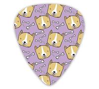 Plettri per chitarra Cartoon Corgi face Pattern Large 12 pezzi Plettri per ukulele inclusi 0,46 mm 0,71 mm 0,96 mm