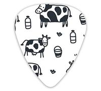 Plettri per chitarra Cartoon Cow Pattern Vector 12 pezzi Plettri per ukulele inclusi 0,46 mm 0,71 mm 0,96 mm