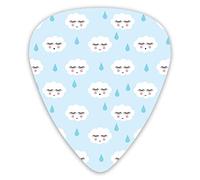 Plettri per chitarra Cartoon Timide nuvole bianche piovono 12 pezzi Plettri per ukulele inclusi 0,46 mm 0,71 mm 0,96 mm
