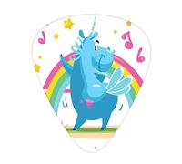 Plettri per chitarra cavallo cartone animato Confezione da 12 plettri per chitarra universali in ABS, cavallo colorato cartone animato con corno che balla davanti all'arcobaleno animale divertente, pe