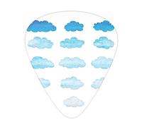 Plettri per chitarra Cloud Plettri confezione da 12 con scatola sottile, nuvole disegnate a mano con trama del tessuto con tecnica ad acquerello, set regalo speciale di plettri per chitarra per chitar