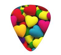 Plettri per chitarra Colorati con motivo a cuore Stampa Ukulele Basso Chitarre acustiche elettriche Sottile Medio Pesante Confezione da 12 (0,46/0,71/0,96 mm)