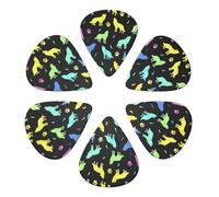 Plettri per chitarra colorati con silhouette di lupo, confezione da 6, sottili, medi e spessi, per chitarra acustica, elettrica, ukulele, basso, 0,96 mm