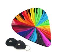 Plettri per chitarra, colori arcobaleno, 6 pezzi, spessore 0,46 mm, in celluloide, con supporto in pelle, plettro personalizzato per basso, chitarra elettrica, acustica, regalo per gli amanti