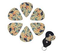 Plettri per chitarra con animali australiani, confezione da 6, 3 diversi spessori, in celluloide, con supporto per plettro, per chitarra acustica, chitarra elettrica, basso, ukulele