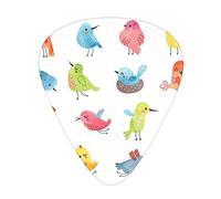 Plettri per chitarra con animali, confezione da 12, con scatola sottile, uccelli carini colorati effetto, mascotte divertenti, pennelli, design per bambini, set regalo speciale di plettri p