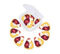 Plettri per chitarra con bandiera a forma di cuore Confezione da 12 Plettri per chitarra universali in ABS, motivo bandiera a forma di cuore, nome dello stato su sfondo semplice, per chitarra acustica