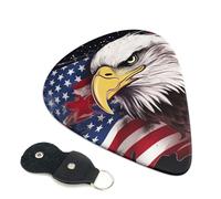 Plettri per chitarra con bandiera americana Bald Eagle, 6 pezzi, spessore 0,46 mm, plettri in celluloide con supporto in pelle, plettro personalizzato per basso, chitarra elettrica, acustica, regalo