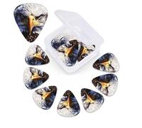 Plettri per chitarra con bandiera americana degli Stati Uniti e aquila, confezione da 12, con scatola organizer, 3 diversi spessori, inclusi plettri sottili, medi e pesanti.