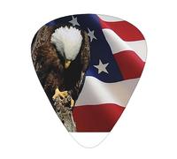 Plettri per chitarra con bandiera americana Eagle Independence Day con scatola portaoggetti per chitarra plettri per chitarra 12 pezzi 3 spessori sottili medi pesanti 0,46 0,71 0,96 mm plettri per