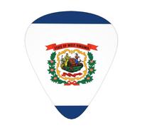 Plettri per chitarra con bandiera del West Virginia in dimensioni sottili, medie e spesse, set da 12 pezzi, adatti per chitarra elettrica e vari strumenti
