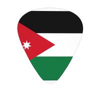 Plettri per chitarra con bandiera della Giordania, confezione da 12 pezzi, spessore assortito, spessore 0,46 mm, 0,71 mm, 0,96 mm, medi, sottili, pesanti, in celluloide, per chitarra acustica