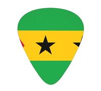Plettri per chitarra con bandiera di Sao Tomé e Principe, set da 12 pezzi con stili sottili, medi e spessi, viene fornito con una custodia