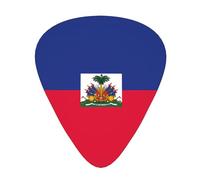 Plettri per chitarra con bandiera haitiana, 12 pezzi, materiale ABS, bordi lisci, sensazione confortevole, 3 spessori opzionali