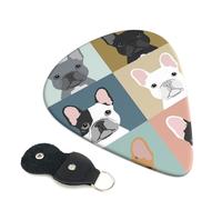Plettri per chitarra con bulldog francese, 6 plettri per chitarra con stampa fronte/retro, adatti per chitarre acustiche, elettriche e bassi, tra cui 0,46 mm, 0,71 mm, 0,96 mm
