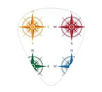 Plettri per chitarra con bussole vintage, confezione da 12 Plettri per chitarra universali in ABS, diverse bussole colorate, icone di impostazione, campo magnetico terrestre, trova la tua strada, per