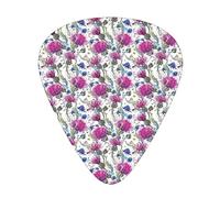Plettri per chitarra con cardi colorati Confezione da 12 Plettri per chitarra universali in ABS, cardi colorati, camomille ed erbe di prato nellAestiva come tema vintage, per chitarra acustica