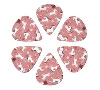 Plettri per chitarra con cavalli bianchi e corone floreali, confezione da 6, sottili, medi e pesanti, per chitarra acustica, elettrica, ukulele, basso, 0,96 mm