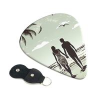 Plettri per chitarra con coppia sposata che cammina sulla spiaggia, 6 plettri per chitarra, stampa su entrambi i lati, per chitarra acustica, basso, ukulele, chitarra elettrica (0,46 mm, 0,71 mm, 0,96