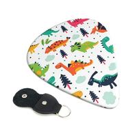 Plettri per chitarra con dinosauri colorati, 6 plettri per chitarra con stampa fronte/retro, adatti per chitarre acustiche, elettriche e bassi, tra cui 0,46 mm, 0,71 mm, 0,96 mm