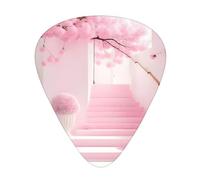 Plettri per chitarra con fiori di ciliegio rosa in dimensioni sottili, medie e spesse, set da 12 pezzi, adatti per chitarra elettrica e vari strumenti