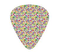 Plettri per chitarra con frutta vegana Confezione da 12 Plettri per chitarra universali in ABS, motivo colorato disegnato a mano con vari frutti diversi, freschezza dell'estate, per chitarra acustica