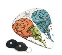 Plettri per chitarra con funzione cerebrale sinistro e destro, 6 pezzi, spessore 0,46 mm, plettri in celluloide con supporto in pelle, plettro personalizzato per basso, chitarre acustiche elettriche