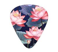 Plettri per chitarra con illustrazione fiore di loto in dimensioni sottili, medie e spesse, set da 12 pezzi, adatti per chitarra elettrica e vari strumenti