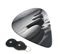 Plettri per chitarra con immagine di pietre zen grigie, spessore 0,46 mm, con supporto in pelle, plettro personalizzato per basso, chitarra elettrica, acustica, regalo per gli amanti
