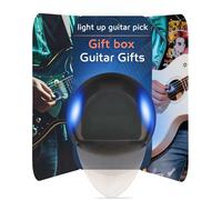 Plettri per chitarra con luce a LED da 0,6 mm, si illuminano al buio per palcoscenico/band, confezione da 2 (custodia inclusa) - basso elettrico acustico (blu)