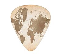Plettri per chitarra con mappa del mondo Confezione da 12 Plettri per chitarra universali in ABS, Illustrazione dei continenti della Terra Disposizione in stile vintage con effetto Ombre, per chitarra