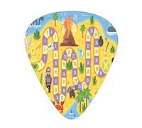 Plettri per chitarra con mappa Plettri da 12 pezzi con scatola sottile, Alla ricerca del tesoro del pirata Gioco da tavolo a tema Mappa dell'isola colorata, Set regalo di plettri per chitarra speciali