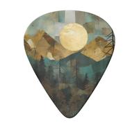Plettri per chitarra con motivo montagne, sole e paesaggio, 6 pezzi con supporto, plettri per chitarra acustica e basso, 0,96 mm