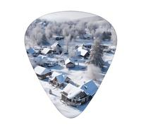 Plettri per chitarra con motivo paesaggio di neve, set da 12 pezzi con 3 diversi spessori, adatti per chitarre elettriche e acustiche
