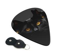Plettri per chitarra con occhi di gatto nero, spessore 0,96 mm, con supporto in pelle, plettro personalizzato per basso, chitarra elettrica, acustica, regalo per gli amanti