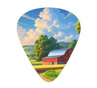 Plettri per chitarra con paesaggio rurale di dimensioni sottili, medie e spesse, set da 12 pezzi, adatti per chitarra elettrica e vari strumenti