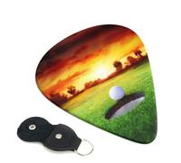 Plettri per chitarra con palla da golf e tramonto albero, 6 plettri per chitarra con stampa fronte/retro, adatti per chitarre acustiche, elettriche e bassi, inclusi 0,46 mm, 0,71 mm, 0,96 mm