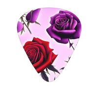 Plettri per chitarra con rose rosse e viola stampate per suonatori acustici, elettrici e musicali, 12 pezzi in 3 diversi spessori