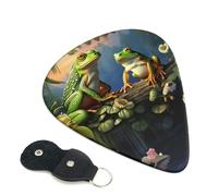 Plettri per chitarra con scritta in inglese "Many Frogs Sing on The Branchs", 6 pezzi, spessore 0,96 mm, in celluloide, con supporto in pelle, plettro personalizzato per basso, chitarra elettrica
