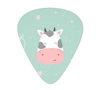 Plettri per chitarra con sfondo di mucca, spessore 0,46 mm/0,71 mm/0,96 mm, con custodia per chitarra acustica-elettrica, ukulele, basso, 12 pezzi