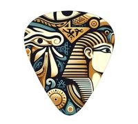 Plettri per chitarra con simboli dell'antico Egitto, confezione da 12, con 3 spessori e scatola portaoggetti, plettri in ABS per basso elettrico