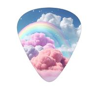 Plettri per chitarra con stampa arcobaleno nuvole, confezione da 12, include calibri sottili, medi e pesanti, adatti per chitarra, ukulele