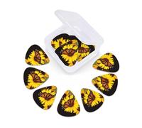 Plettri per chitarra con stampa Butterflys on The Sunflowers2, confezione da 12 pezzi, con scatola portaoggetti da 0,46 0,71 0,96 mm, accessori per chitarra elettrica e acustica