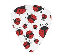 Plettri per chitarra con stampa coccinella, 12 pezzi, in celluloide, classici, triangolari, per chitarra acustica, elettrica, basso, inclusi 0,46 mm, 0,71 mm, 0,96 mm