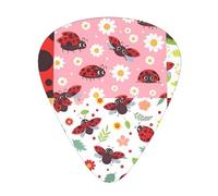 Plettri per chitarra con stampa coccinella, 12 pezzi, in celluloide, per chitarra acustica, elettrica, basso, inclusi 0,46 mm, 0,71 mm, 0,96 mm