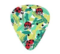 Plettri per chitarra con stampa coccinella, 12 pezzi, plettri in celluloide, classici triangoli per chitarra acustica, elettrica, basso, inclusi 0,46 mm, 0,71 mm, 0,96 mm