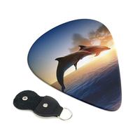 Plettri per chitarra con stampa delfini al tramonto, 6 pezzi, plettro per chitarra acustica, elettrica, basso, chitarre acustiche, ukulele, sottili, medi, spesse, 0,96 mm
