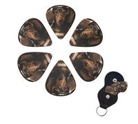 Plettri per chitarra con stampa di bassotto, confezione da 6 pezzi, con scatola portaoggetti personalizzata, plettri per chitarra da 0,46 mm, 0,71 mm, 0,96 mm, per chitarra acustica, violino, ukulele