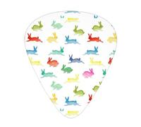 Plettri per chitarra con stampa di coniglio arcobaleno, 12 pezzi, adatti agli amanti, 3 diversi spessori: 0,46, 0,71 e 0,96 mm.