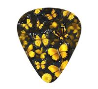Plettri per chitarra con stampa di farfalle e fiori gialli, 12 pezzi, adatti per amanti, 3 diversi spessori: 0,46, 0,71 e 0,96 mm.
